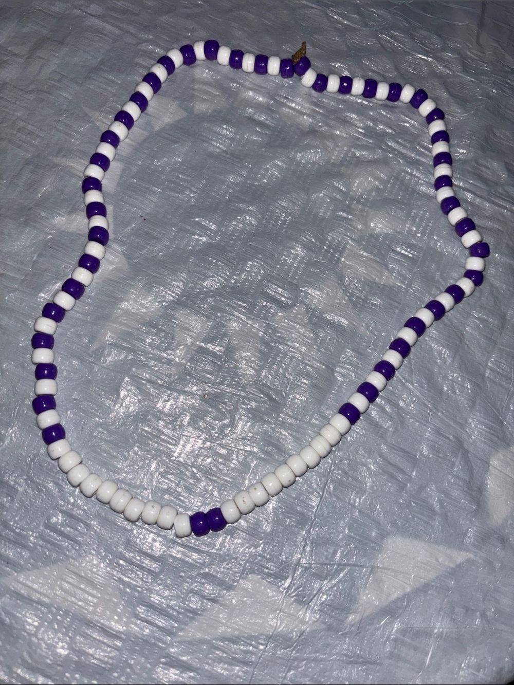 Purple and White Beaded Necklace by